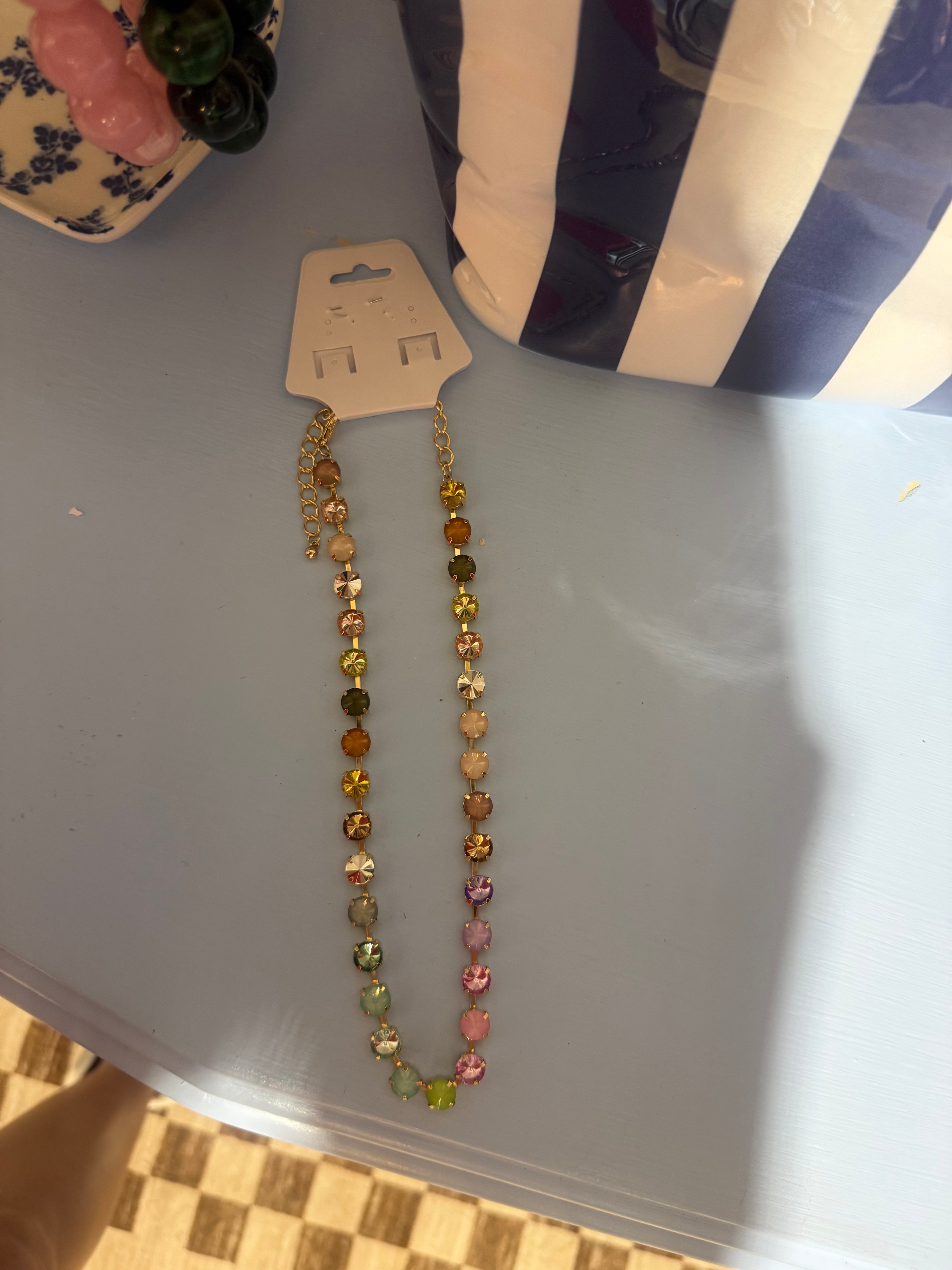 Small Multi Rhinestone Necklace