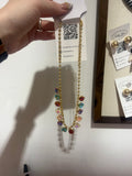 Multi Colored Rhinestone Gold Necklace